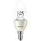 Preview: PHILIPS MASTER LEDcandle Kerzenlampe klar B38, 230V/5,5W(=40W), E14, 470lm, 827, DIMTONE