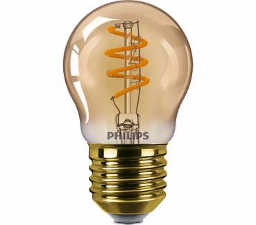 PHILIPS Master Value LEDluster, Zierlampe P45, 230V/2,6W(=15W), E27, GOLD, 818, 136lm, DIM