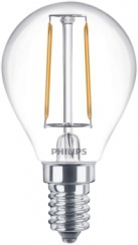 PHILIPS Classic LEDluster P45, 230V/2,3W(=25W), E14, klar, FIL, 250lm