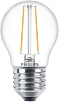 PHILIPS LED Luster Filament, Zierlampe P45, 230V/2,7W(=25W), E27, 250lm, 2700K, klar, DIM