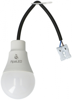 LED-Baustellenleuchte ApaLED, A60, 9W, 810lm, 2700K, Kabel 17cm mit Klemmen