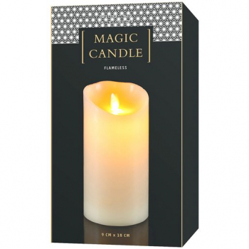 STT Magic Candle M, ivory, 9x18cm, warmweiss extra, batteriebetrieben, mit Timer 5/19H