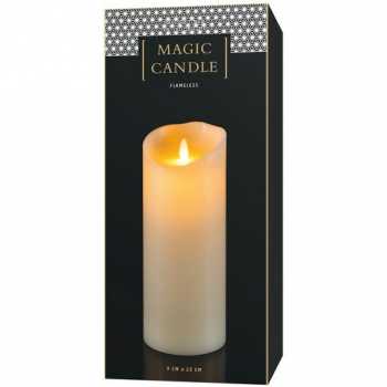 STT Magic Candle L, ivory, 9x23cm, warmweiss extra, batteriebetrieben, mit Timer 5/19H