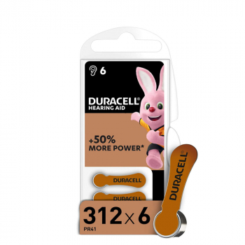 1 x 6 DURACELL DA312 BRAUN Hörgerätebatterien, 0%Hg