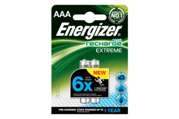 ENERGIZER RECHARGE EXTREME AAA, 1,2V, 800mAh (HR03) NiMH-Akku, 2er-Blister