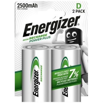 ENERGIZER RECHARGE POWER PLUS D, 1,2V, 2500mAh (HR20) NiMH-Akku, 2er-Blister