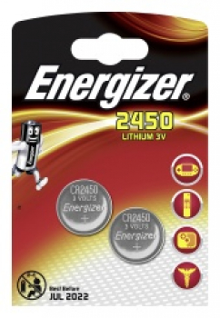 ENERGIZER CR2450, 3V Lithium-Knopfzelle, 2er-Blister