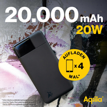 Aqiila Powerbird B20B - Powerbank mit 20000mAh, 20 Watt, schwarz