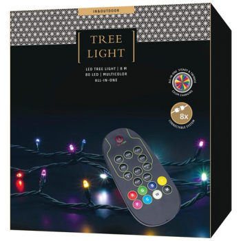 Lichterkette Tree Light multicolor PLR, indoor & outdoor, 80xLED, 16 Farben, mit Fernsteuerung, 8 Meter Länge