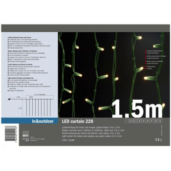 LED Lichtervorhang Curtain green PLRS, indoor & outdoor, 228 LED, 2m Kabel grün, mit 12 Strängen à 1,5m