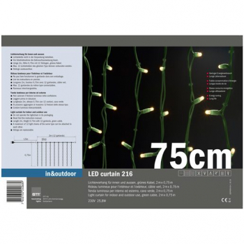 LED Lichtervorhang Curtain green PLRS, indoor & outdoor, 216 LED, 2m Kabel grün, mit 12 Strängen à 0,75m