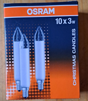 OSRAM Christmas Candles 6131, Schaftkerzen E10, 15V/3W, 10er-Pack