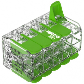 Preview: WAGO Verbindungsklemme Green Range 10L 0,2…4mm², mit Hebel, grün, transparent