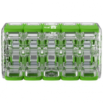 Preview: WAGO Verbindungsklemme Green Range 10L 0,2…4mm², mit Hebel, grün, transparent