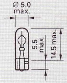 PHILIPS 12516, Glassockellampe T5, Sockel W 2 x 4,6 d, 12V/1,2W