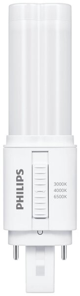 PHILIPS LED-Lampe CorePro, G24d, 6,9W, 980lm, 830/840/865 schaltbar, opal, Ø35×142mm