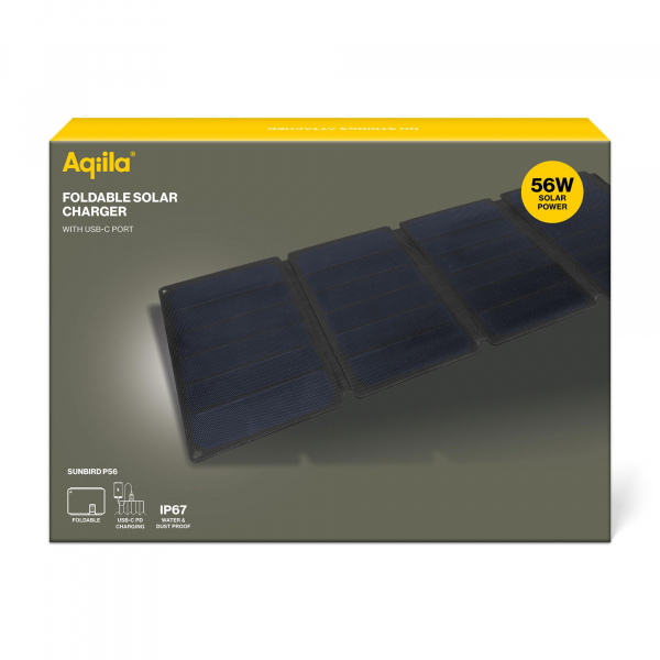 Aqiila Solar Charger Sunbird P56 Grey 56W, Solarpanel mit USB-C-Anschluss