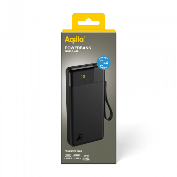 Aqiila Powerbird B20B - Powerbank mit 20000mAh, 20 Watt, schwarz