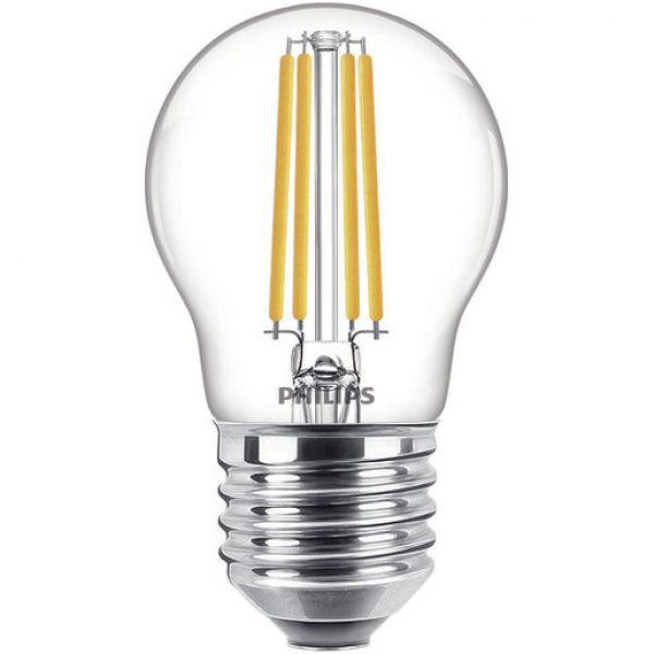 PHILIPS CorePro LEDluster Filament, Zierlampe P45, 230V/6,5W(=60W), E27, 806lm, 2700K, klar, NONDIM