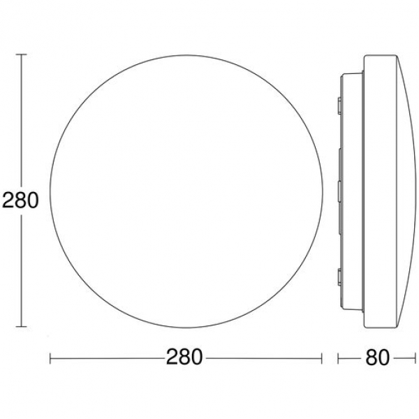 LED-Decken-/Wandleuchte STEINEL RS PRO P1 flat, HF-Bewegungssensor,  Ø272mm, 230V/9,5W, 960lm, 830, IP54