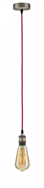 PAULMANN Vintage-Pendel mit E27-Fassung Rot/Brüniert, Länge 2m, ohne Leuchtmittel