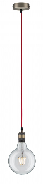 PAULMANN Vintage-Pendel mit E27-Fassung Rot/Brüniert, Länge 2m, ohne Leuchtmittel