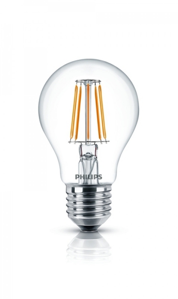 PHILIPS CLASSIC LEDbulb A60, 230V/5,5W(=40W), 470lm, E27, 2700°K, klar, FIL , DIM