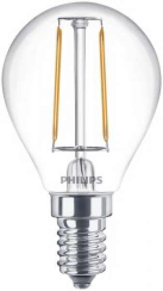 PHILIPS Classic LEDluster P45, 230V/2W(=25W), E14, klar, FIL, 250lm, NONDIM