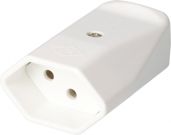 Kupplungssteckdose Typ 13 MAX HAURI TH, schlagfest, Kontakte rund, für Kabel Ø 6…8.5 mm, weiss