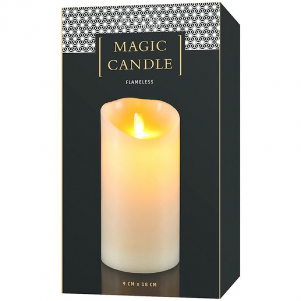 STT Magic Candle M, ivory, 9x18cm, warmweiss extra, batteriebetrieben, mit Timer 5/19H