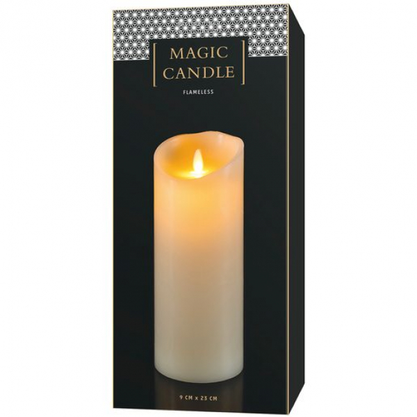 STT Magic Candle L, ivory, 9x23cm, warmweiss extra, batteriebetrieben, mit Timer 5/19H