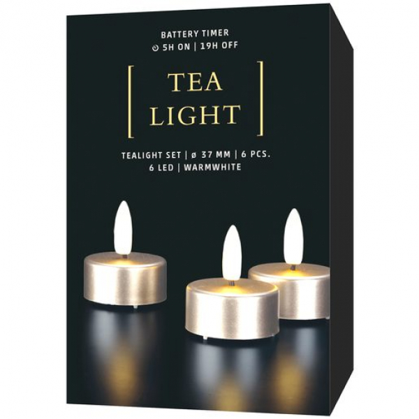 STT LED-Tealights - 6 x LED-Teelicht, warmweiss extra, batteriebetrieben, mit Timer 5/19h