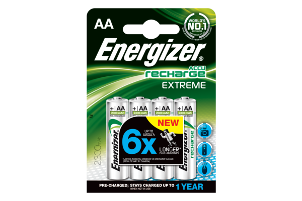 ENERGIZER RECHARGE EXTREME AA, 1,2V, 2300mAh (HR6) NiMH-Akku, 4er-Blister