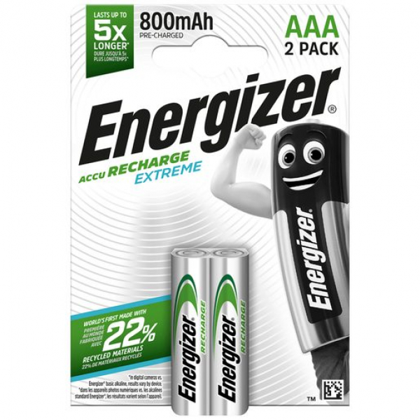 ENERGIZER RECHARGE EXTREME AAA, 1,2V, 800mAh (HR03) NiMH-Akku, 2er-Blister