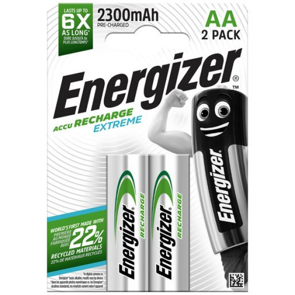 ENERGIZER RECHARGE EXTREME AA, 1,2V, 2300mAh (HR6) NiMH-Akku, 2er-Blister