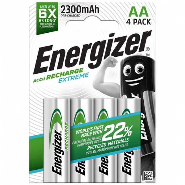 ENERGIZER RECHARGE EXTREME AA, 1,2V, 2300mAh (HR6) NiMH-Akku, 4er-Blister