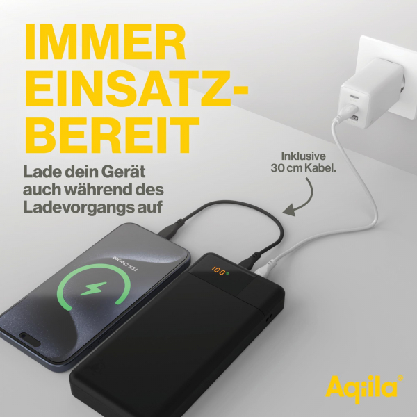 Aqiila Powerbird B20B - Powerbank mit 20000mAh, 20 Watt, schwarz