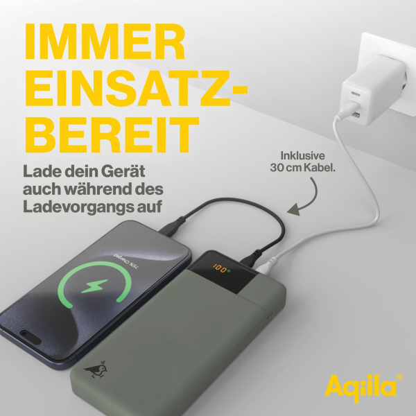 Aqiila Powerbird B20M - Powerbank mit 20000mAh, 20 Watt, moosgrün