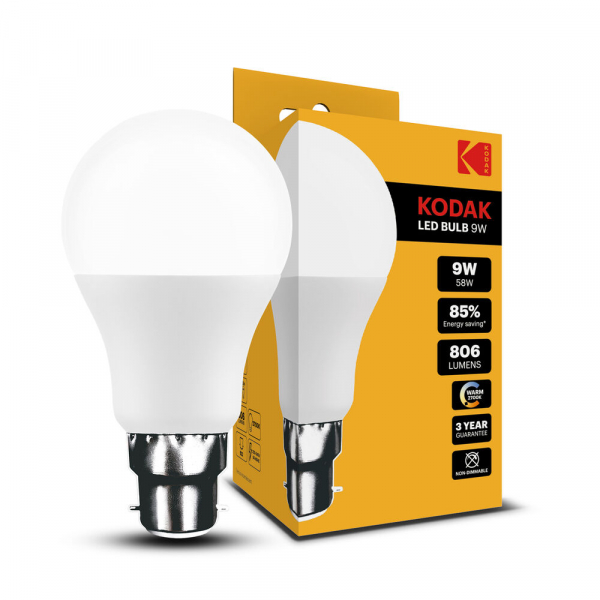 KODAK Max LED A60, 230V/9W(=60W), B22, 827, 2700K, 806lm, 270°, NONDIM