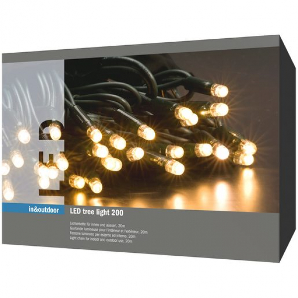 Lichterkette Tree Light warmwhite PLR, indoor & outdoor, 200xLED, 20 Meter Länge, Kabel grün
