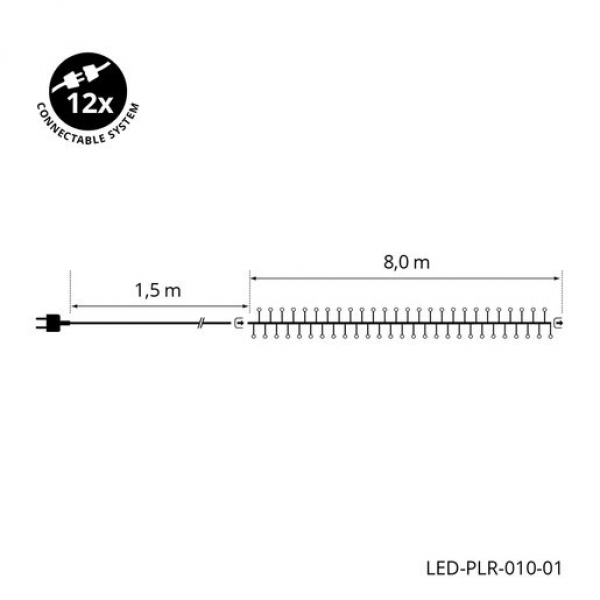 Lichterkette Cluster Light warmwhite PLR, indoor & outdoor, 240xLED, 8 Meter Länge, Kabel grün