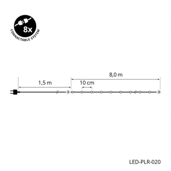 Lichterkette Tree Light multicolor PLR, indoor & outdoor, 80xLED, 16 Farben, mit Fernsteuerung, 8 Meter Länge