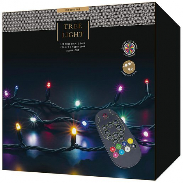 Lichterkette Tree Light multicolor PLR, indoor & outdoor, 200xLED, 16 Farben, mit Fernsteuerung, 20 Meter Länge