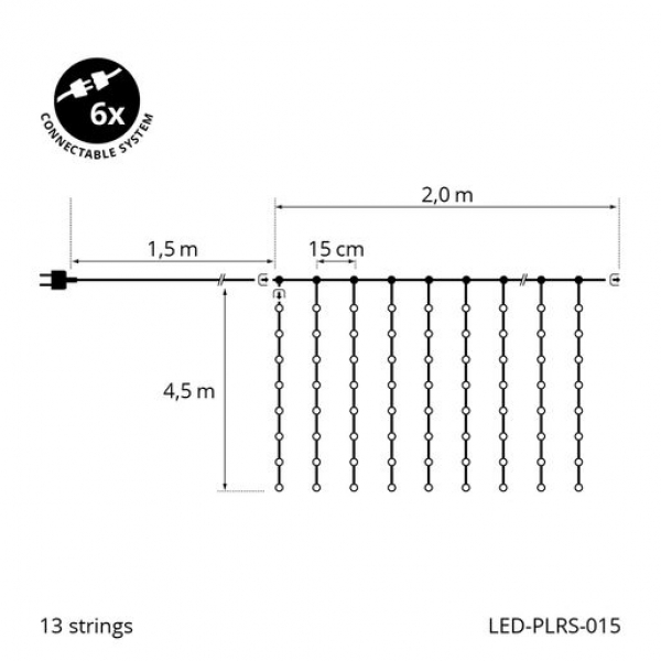 LED Lichtervorhang Curtain green PLRS, indoor & outdoor, 741 LED, 2m Kabel grün, mit 13 Strängen à 4,5m