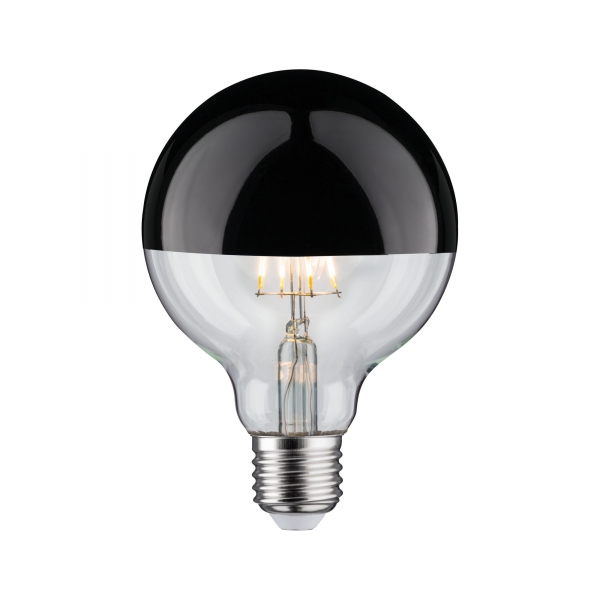 PAULMANN LED Globe 95 Kopfspiegel schwarz chrom, 230V/5W(=43W), E27, 2700K, DIM