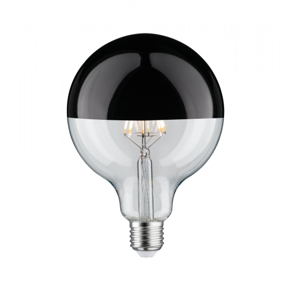 PAULMANN LED Globe 125 Kopfspiegel SCHWARZ CHROM, 230V/5W(=43W), E27, 2700K, DIM