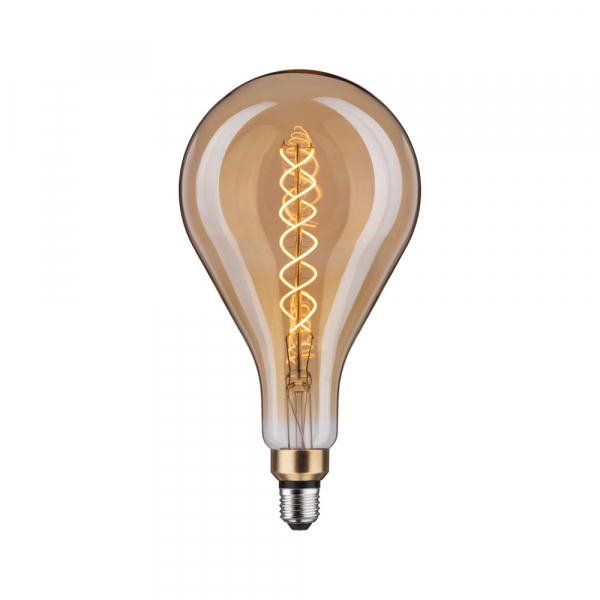 PAULMANN 1879 LED Filament BIG DROP, Doppel-Spiral, Ø 16cm/L 30cm, 230V/7W, E27, 1800K, 400lm, dimmbar, Gold