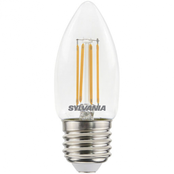 SYLVANIA ToLEDo Candle, LED Kerzenlampe, 230V/4,5W, E27, 827, 470lm, KLAR, NONDIM