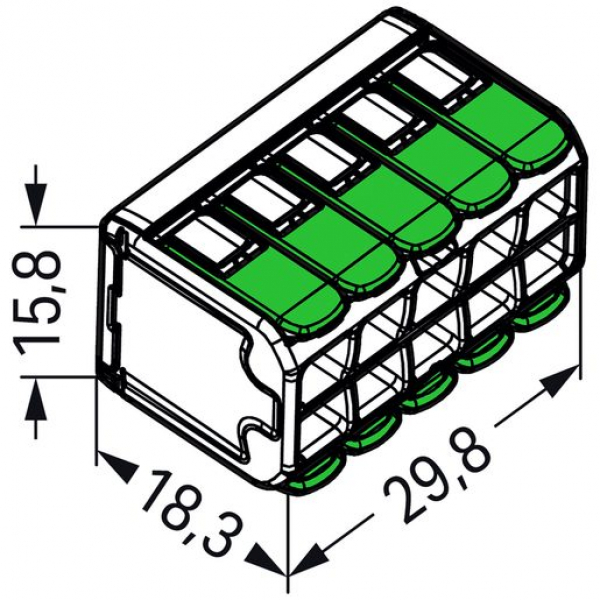 WAGO Verbindungsklemme Green Range 10L 0,2…4mm², mit Hebel, grün, transparent