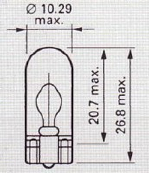 PHILIPS 12256 B2, Glassockellampe T10, Sockel W 2,1x9,5d, 12V/3W, 2er-Blister